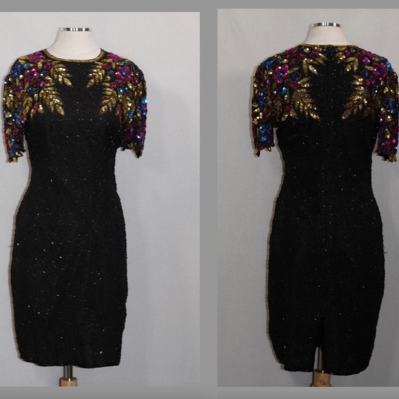 Multi Colored Sequin Beaded Dress - Picture 1 of 15